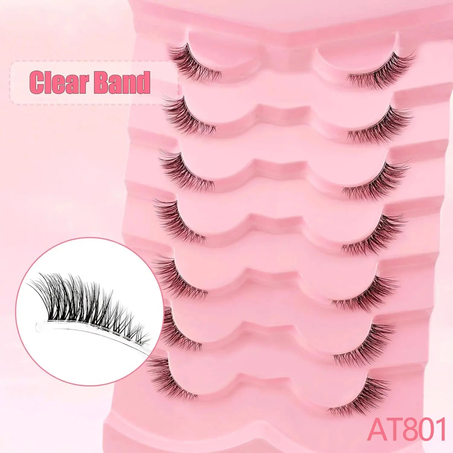 7 pairs 3-5-9mm mixed length fox eyelashes D curl slim faux mink eyelashes fluffy fairy cat eye lashes natural look