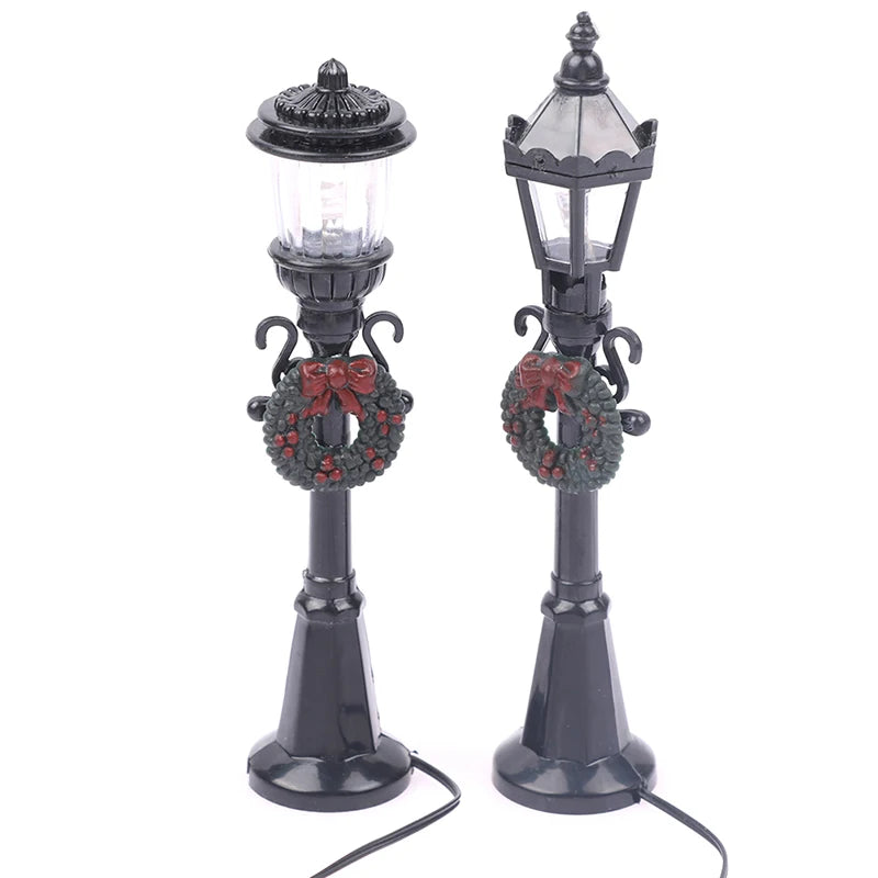 4Pcs/Set Christmas Mini Street Light Models Dollhouse Streetlight Micro-Landscape Fairy Garden Accessories