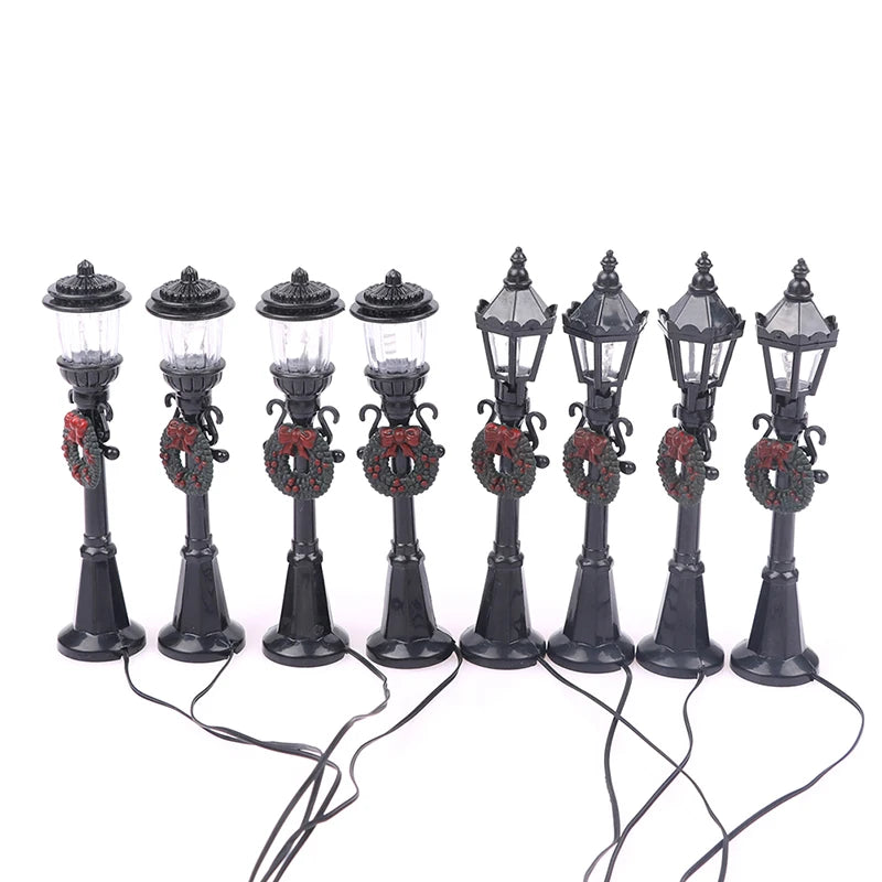 4Pcs/Set Christmas Mini Street Light Models Dollhouse Streetlight Micro-Landscape Fairy Garden Accessories