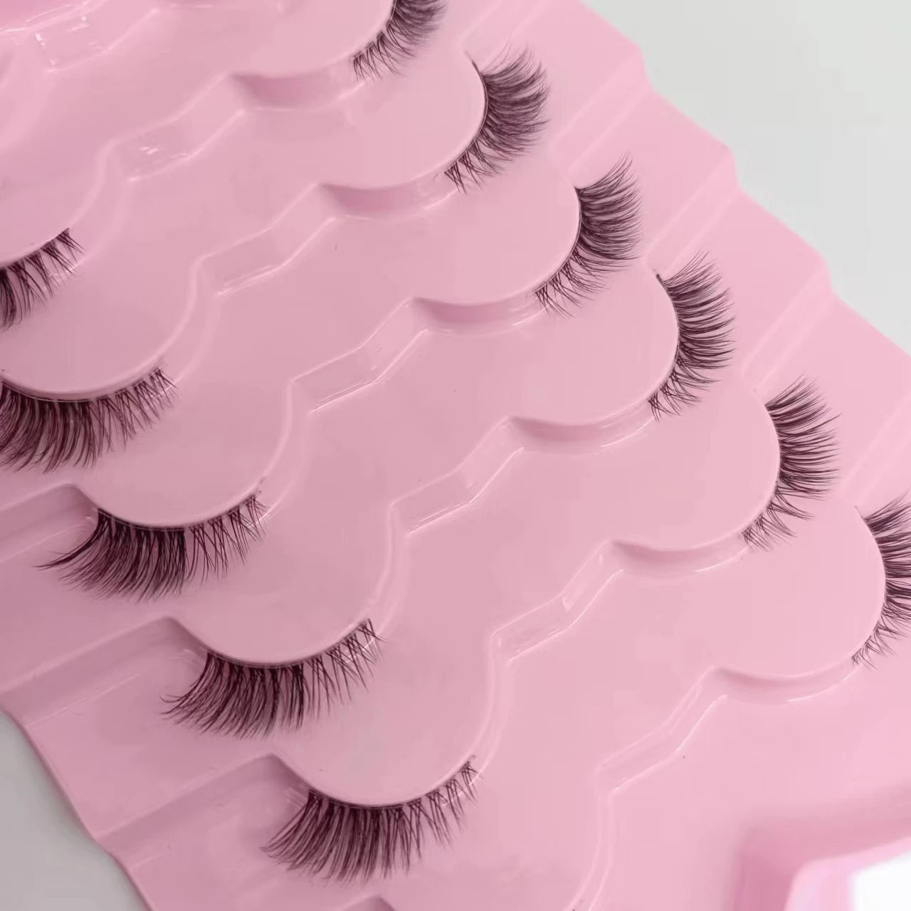 7 pairs 3-5-9mm mixed length fox eyelashes D curl slim faux mink eyelashes fluffy fairy cat eye lashes natural look