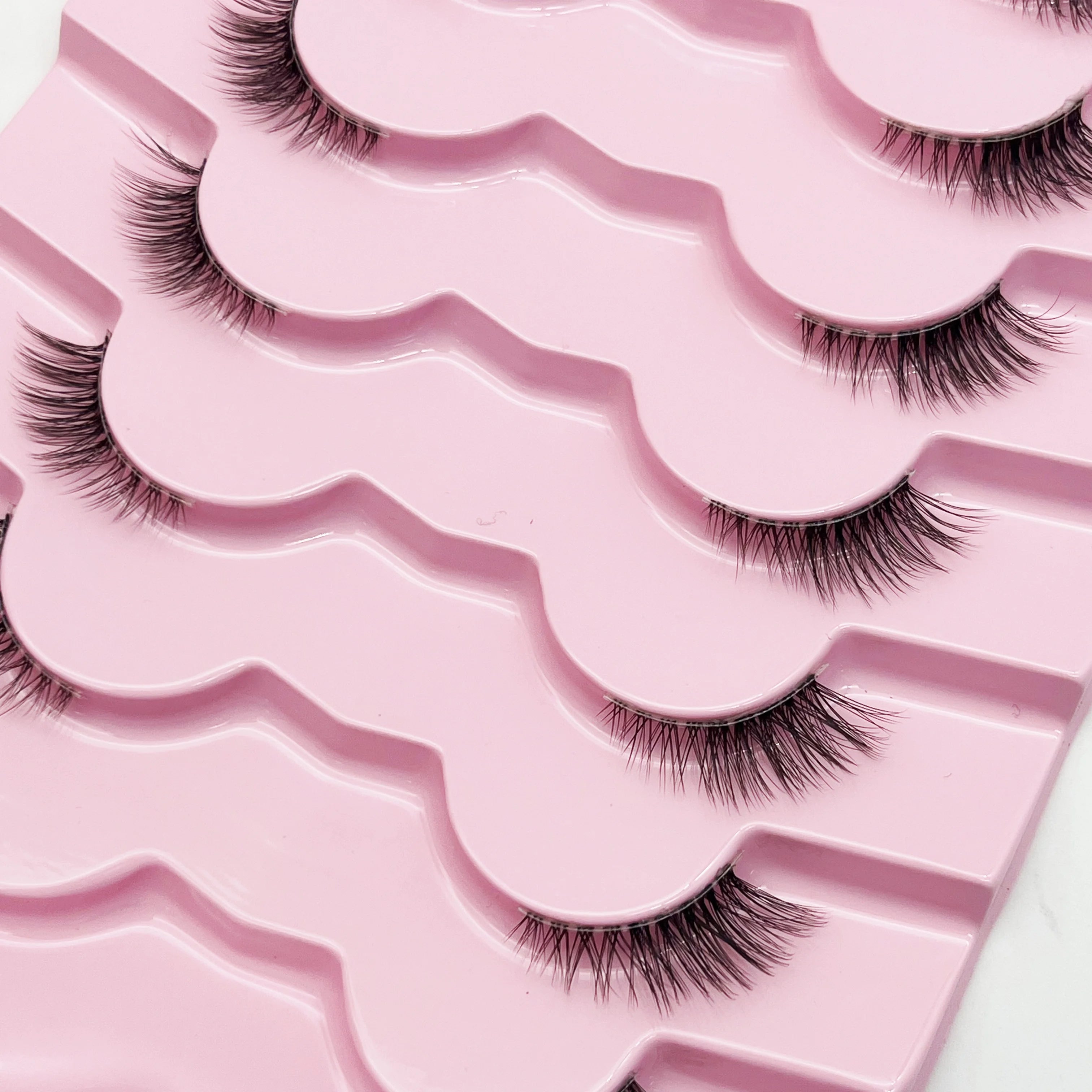 7 pairs 3-5-9mm mixed length fox eyelashes D curl slim faux mink eyelashes fluffy fairy cat eye lashes natural look