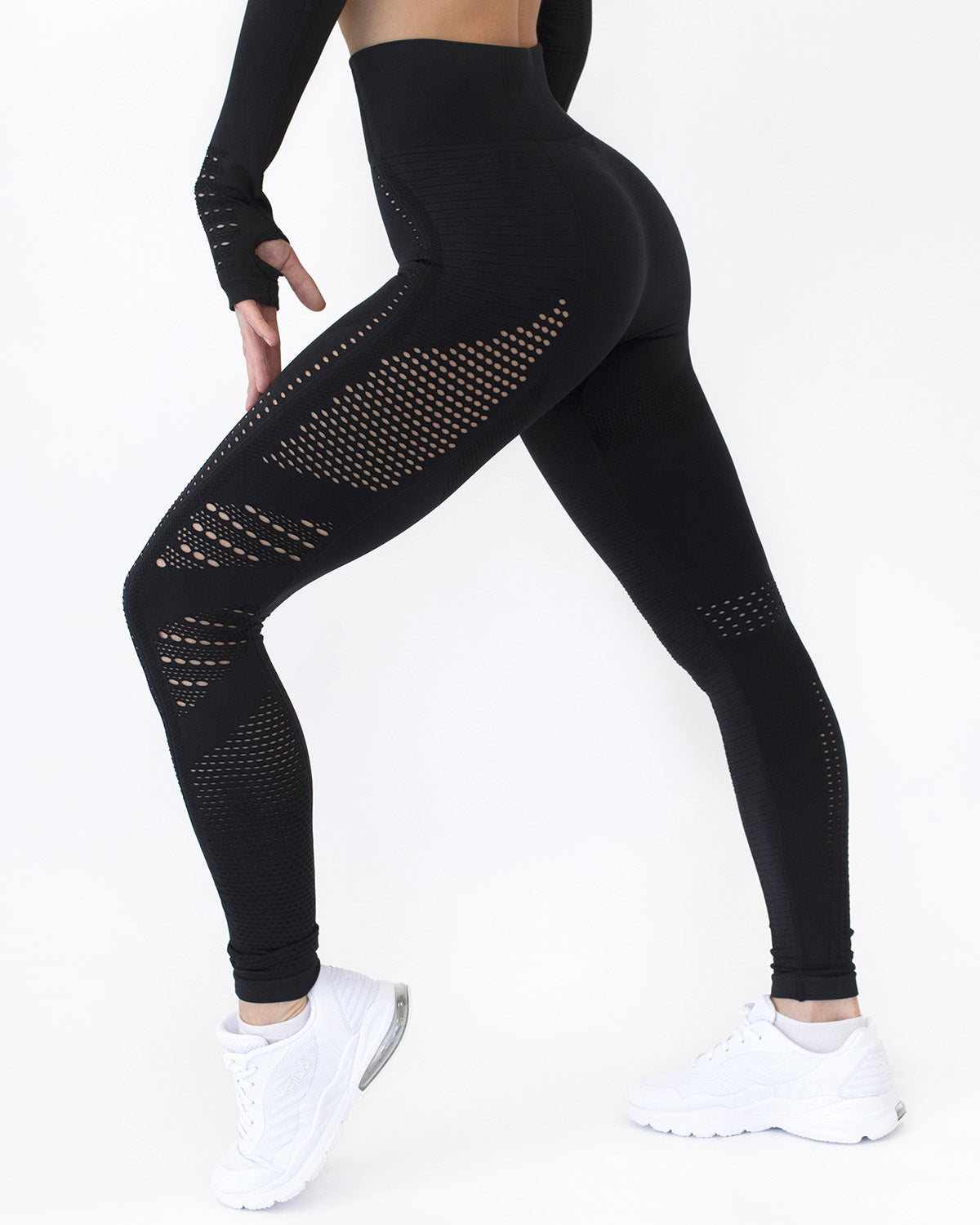 Gracey Hollow Out Seamless Leggings - Black