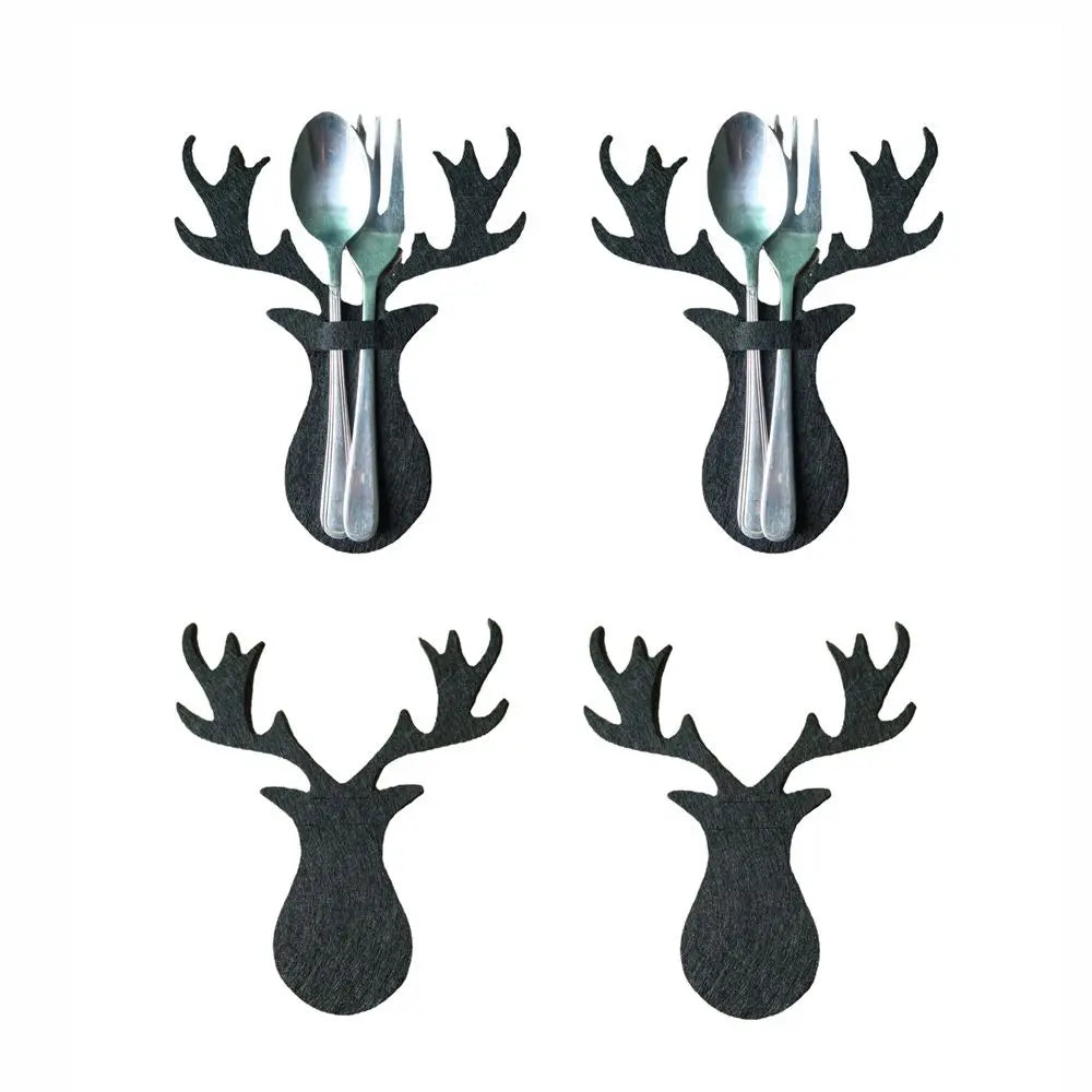 4PCS 44 Styles Christmas Knife and Fork Holder Elk Xmas Tree Pocket Cutlery Bag Non-woven fabric Cookware Organizer Table Decor