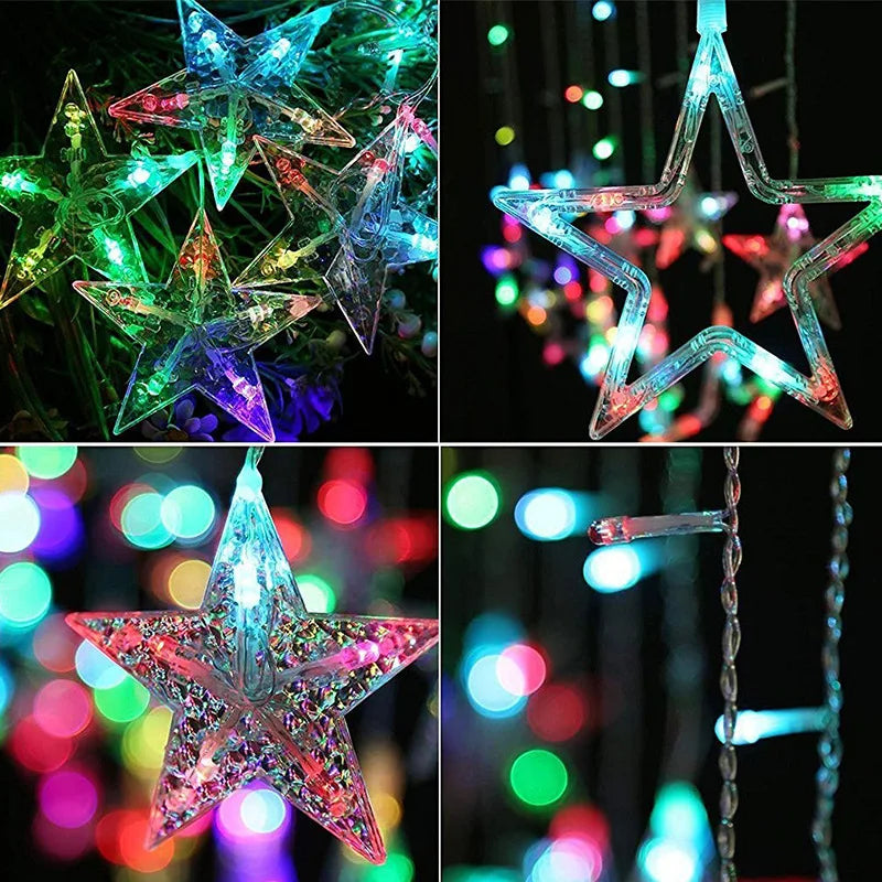 AC110V or 220V Holiday Lighting LED Fairy lights Star Curtain String luminarias Garland Decoration Christmas Wedding Light 3M