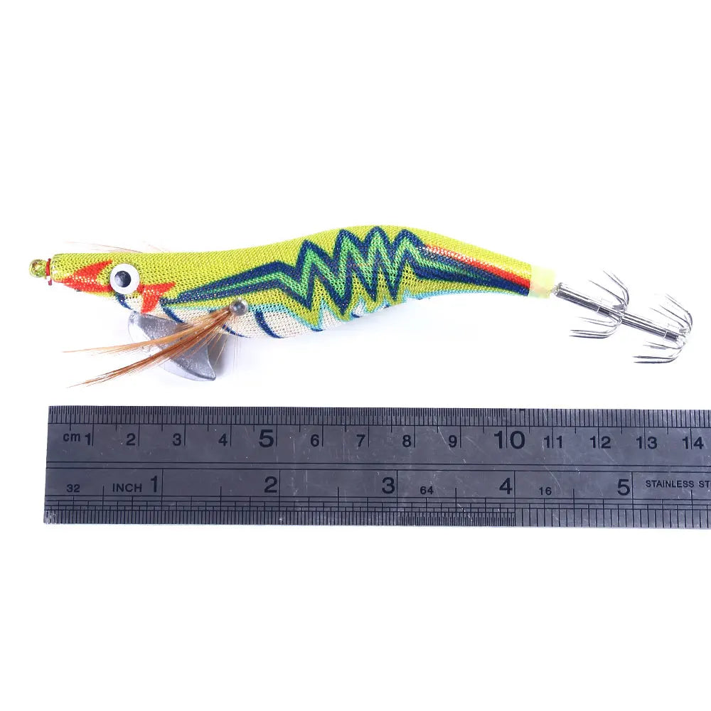 Boxed Wood Shrimp Fishing Lure 2.5# 3.0# 3.5# Lead Sinker Squid Luminous Lures Octopus Cuttlefish Shrimp Baits without rattling