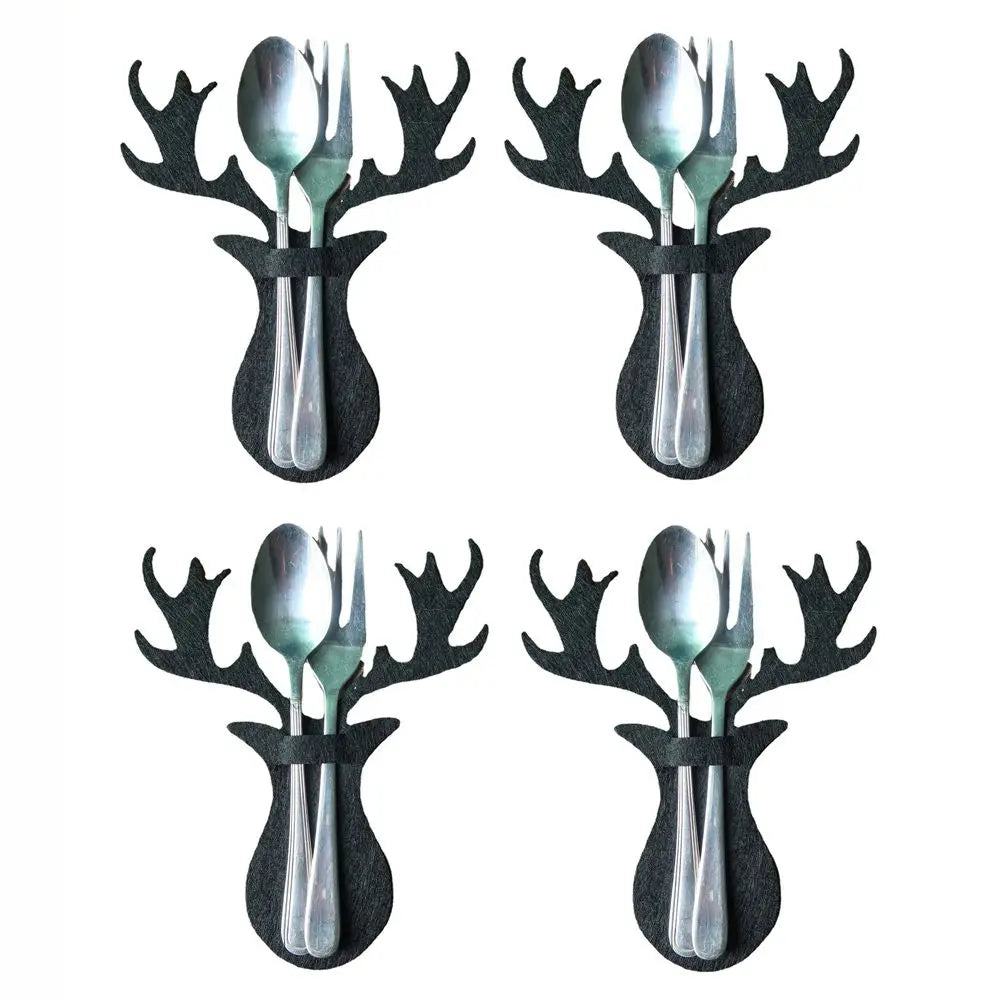 4PCS 44 Styles Christmas Knife and Fork Holder Elk Xmas Tree Pocket Cutlery Bag Non-woven fabric Cookware Organizer Table Decor