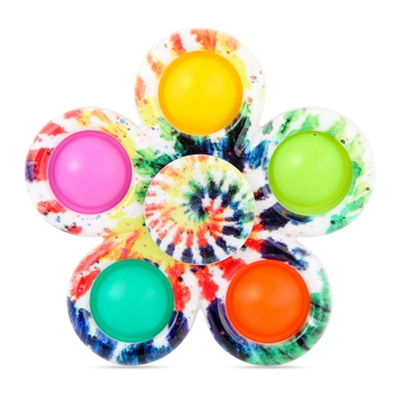 Funny Tie Dye Simple Fidget Spinner Finger Push Bubble Hand Spinner For ADHD Anxiety Stress Relief Sensory Party Favor For Kids