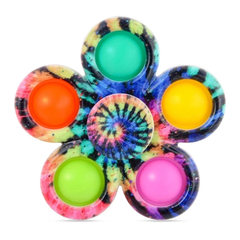 Funny Tie Dye Simple Fidget Spinner Finger Push Bubble Hand Spinner For ADHD Anxiety Stress Relief Sensory Party Favor For Kids