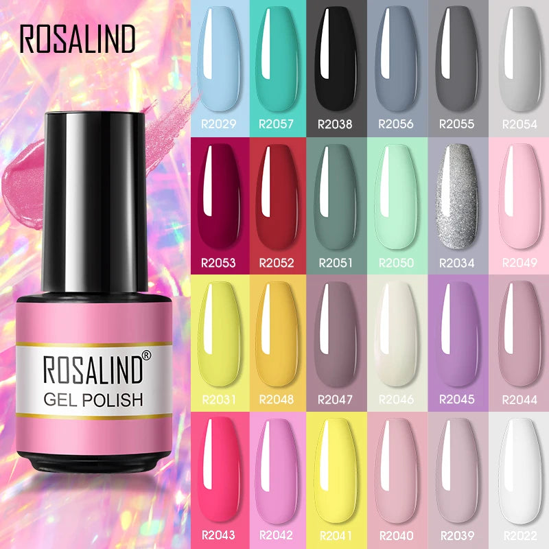 ROSALIND 72 Colors Gel Nail Polish 7ml Semi Permanent Gel Varnishes All For Manicure Soak Off Gel Liquid Nails Art Design