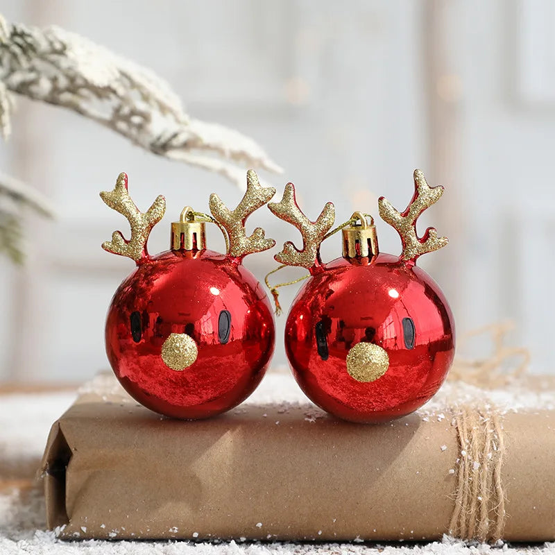 2pcs Elk Christmas Balls Ornaments Xmas Tree Hanging Bauble Pendant  Christmas Decorations for Home New Year Party Navidad 2024