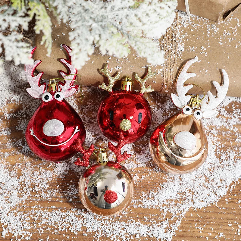 2pcs Elk Christmas Balls Ornaments Xmas Tree Hanging Bauble Pendant  Christmas Decorations for Home New Year Party Navidad 2024