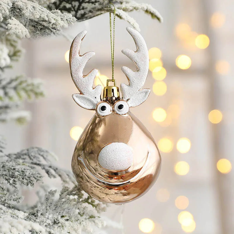 2pcs Elk Christmas Balls Ornaments Xmas Tree Hanging Bauble Pendant  Christmas Decorations for Home New Year Party Navidad 2024