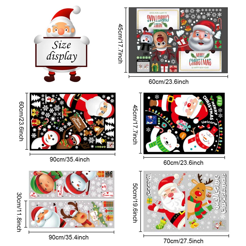 Christmas Wall Window Stickers Marry Christmas Decoration For Home 2024 Christmas Ornaments Xmas Navidad Gift New Year 2025