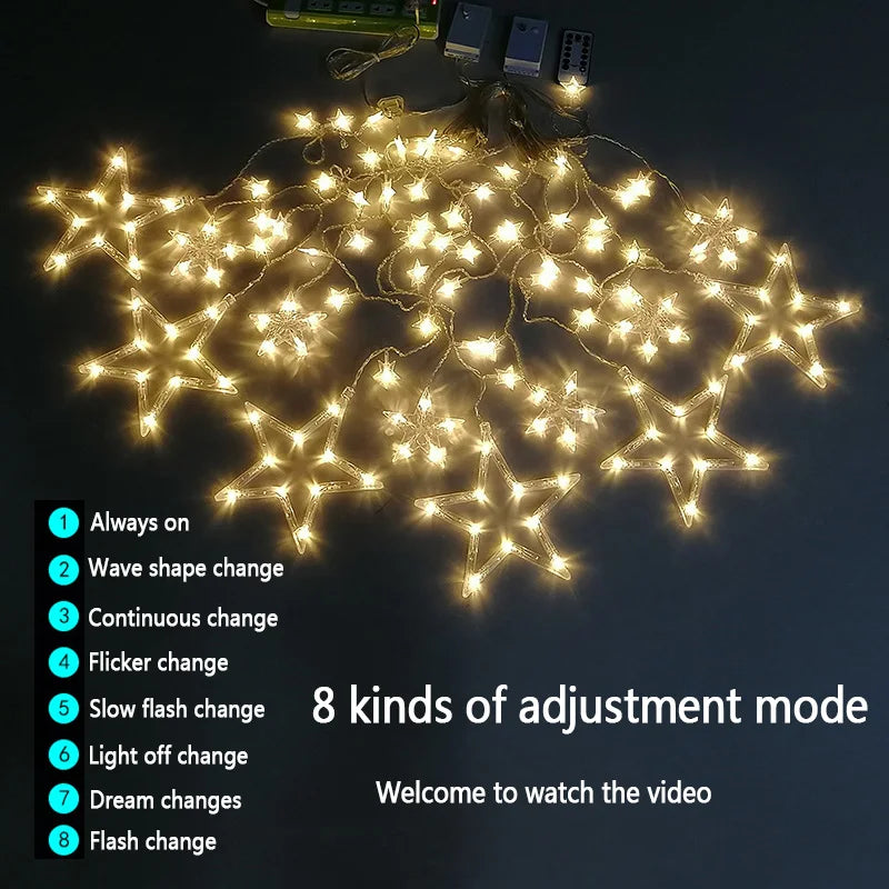 AC110V or 220V Holiday Lighting LED Fairy lights Star Curtain String luminarias Garland Decoration Christmas Wedding Light 3M