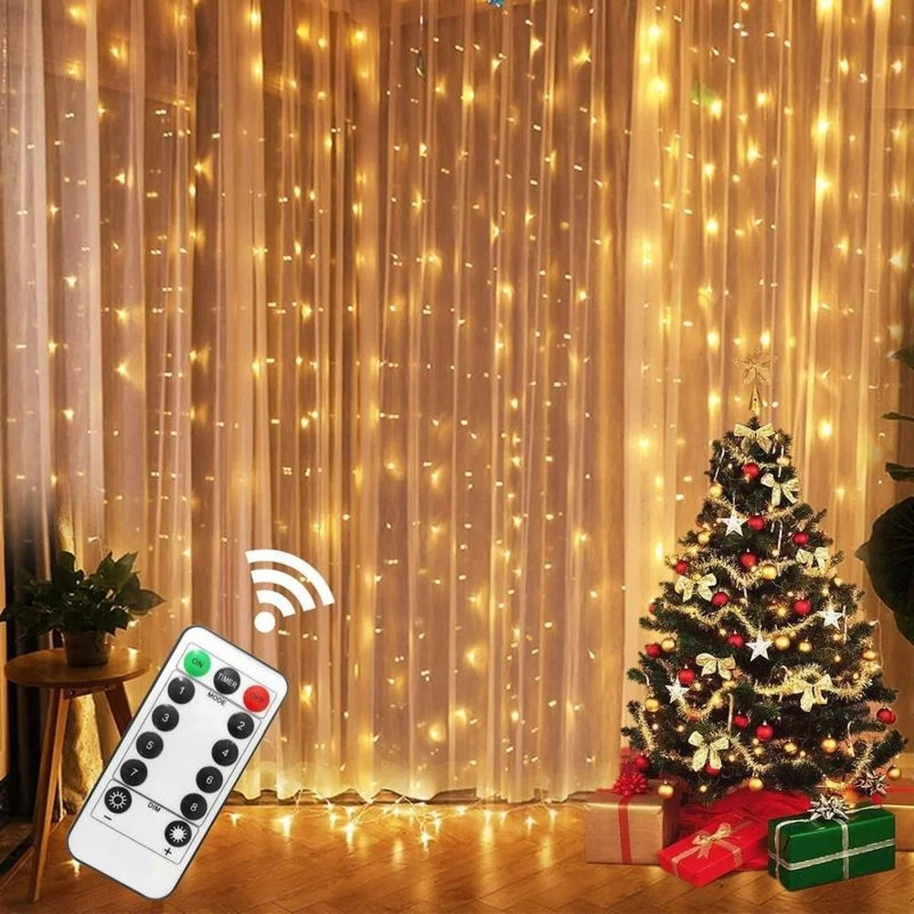 Christmas Lights Curtain Garland Merry Christmas Decorations For Home Christmas Ornaments Xmas Gifts Navidad 2021 New Year Decor