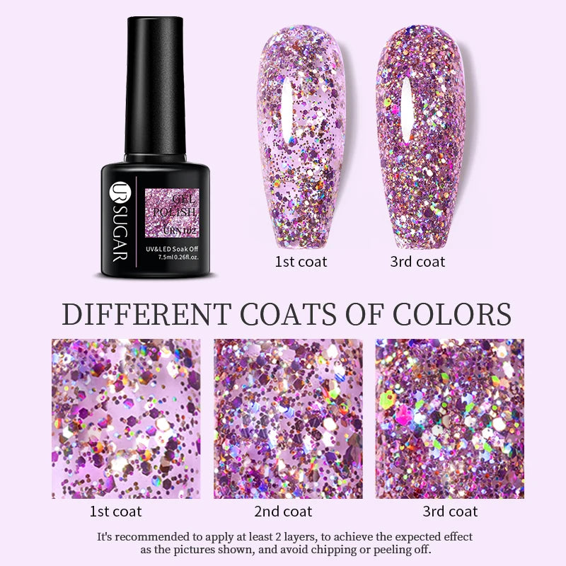 UR SUGAR 7.5ml Glitter Sequins Gel Nail Polish Manicure Winter Christmas Festival Nail Gel UV LED Soak Off Nail Art Gel Varnish