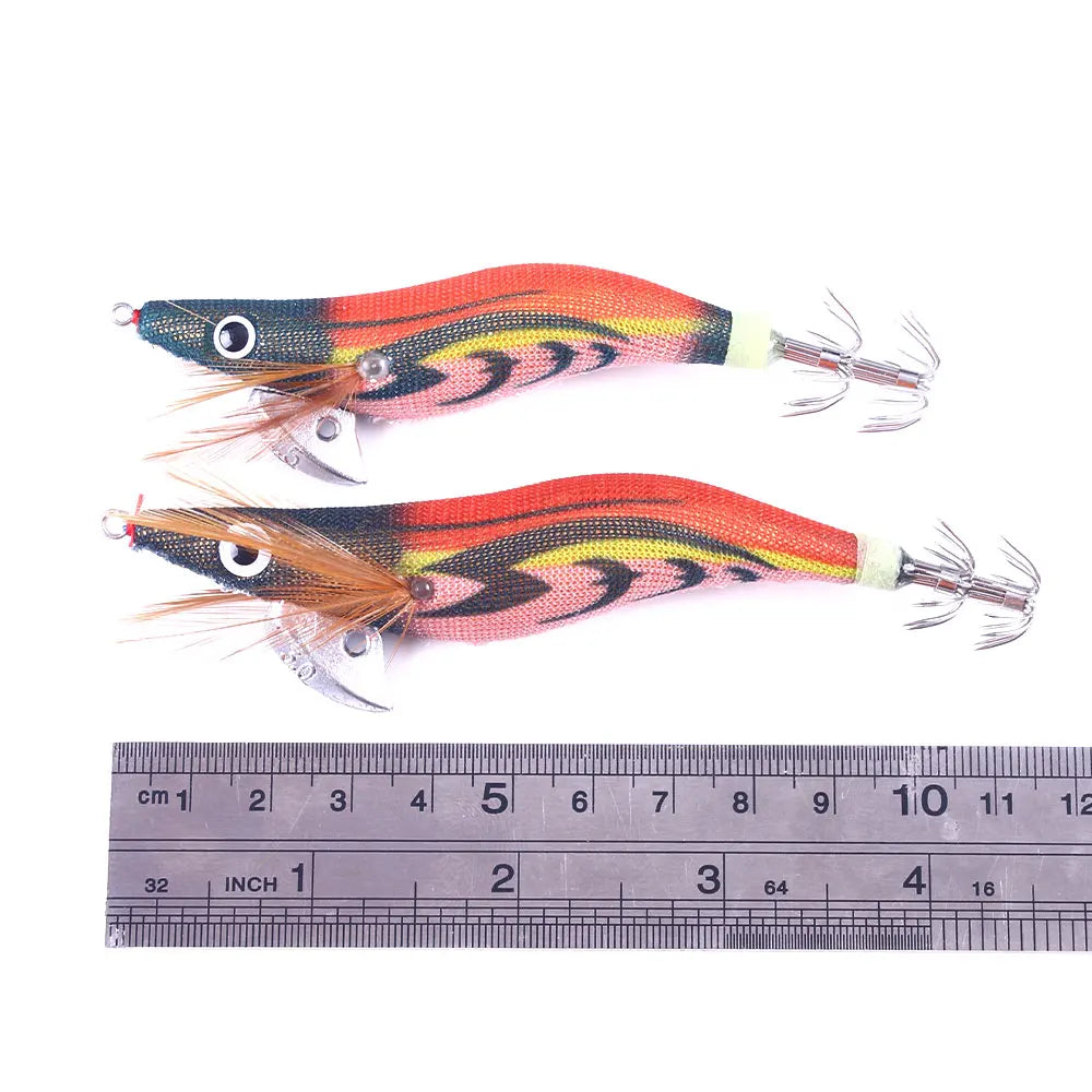 Boxed Wood Shrimp Fishing Lure 2.5# 3.0# 3.5# Lead Sinker Squid Luminous Lures Octopus Cuttlefish Shrimp Baits without rattling