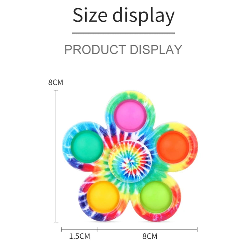 Funny Tie Dye Simple Fidget Spinner Finger Push Bubble Hand Spinner For ADHD Anxiety Stress Relief Sensory Party Favor For Kids