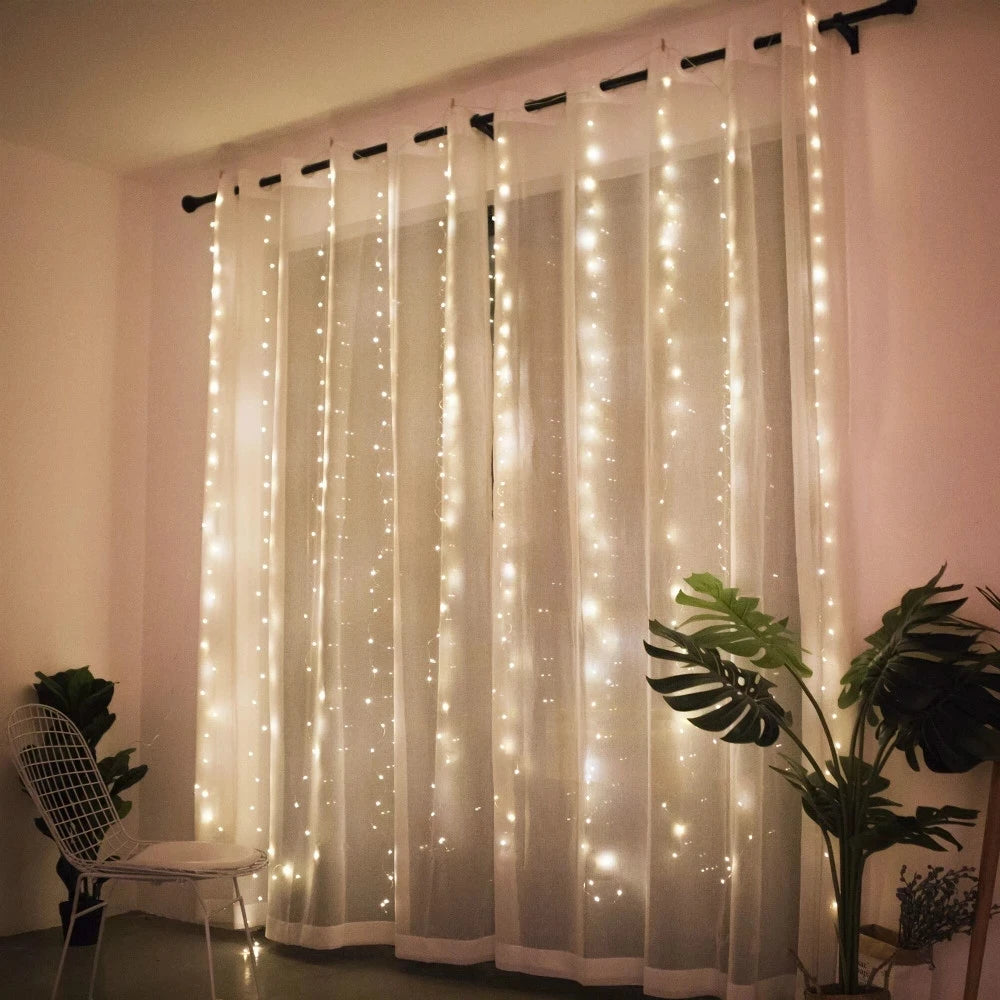 Christmas Lights Curtain Garland Merry Christmas Decorations For Home Christmas Ornaments Xmas Gifts Navidad 2024 New Year Decor