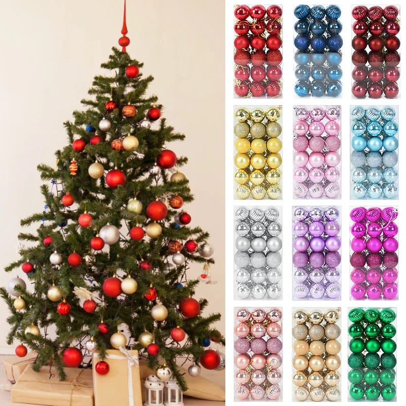 1box Christmas Balls Christmas Tree Ornaments Ball Xmas Hanging Tree Pendants Home Party Decor 2023 New Year Gift Noel Navidad