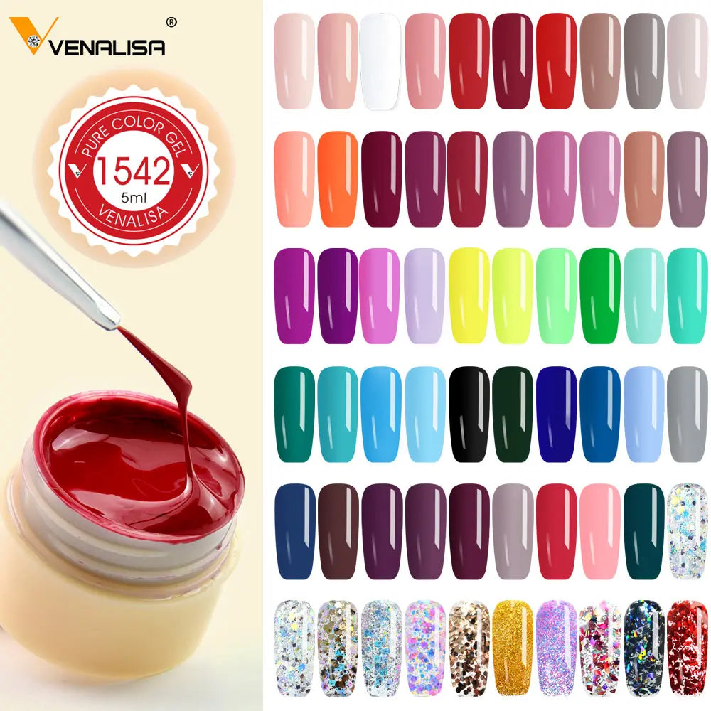 New Nail Art VENALISA Semi Permanent Enamels Red Color Glitter UV Paint Gel Nail Polish Sequins Nail Gel Varnish Lacquer Gel