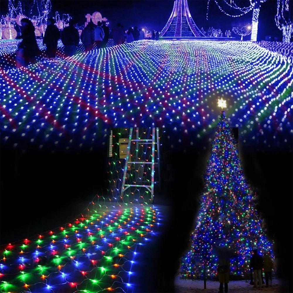 Net Mesh Led Lights 3M/6M/12M LED String Christmas Fairy Curtain Garland Outdoor Waterproof For Party Garden Wedding Decoration