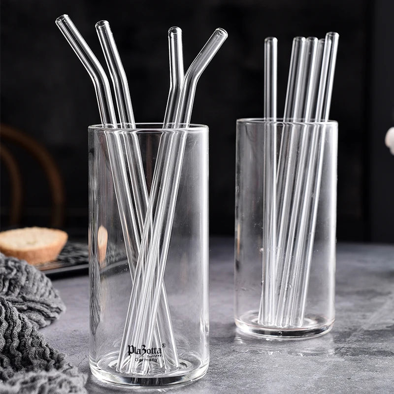 20cm Glass Smoothie Straw, Reusable Clear Drinking Straws for Smoothie Milkshakes Environmentally Friendly Drinkware Straw