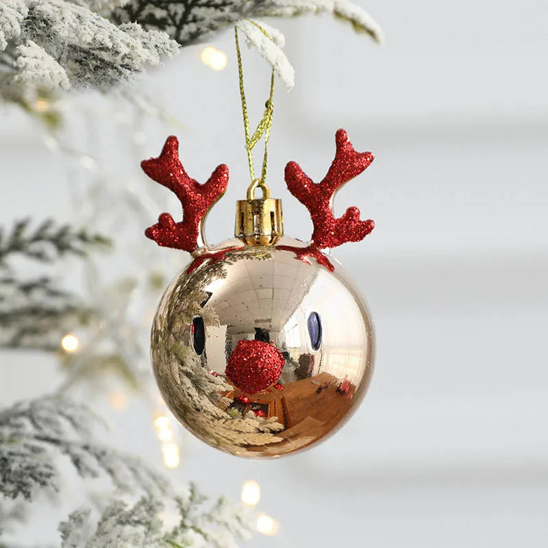 2pcs Elk Christmas Balls Ornaments Xmas Tree Hanging Bauble Pendant  Christmas Decorations for Home New Year Party Navidad 2024