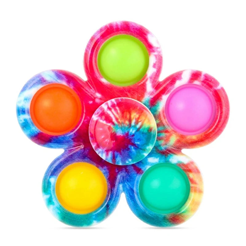 Funny Tie Dye Simple Fidget Spinner Finger Push Bubble Hand Spinner For ADHD Anxiety Stress Relief Sensory Party Favor For Kids