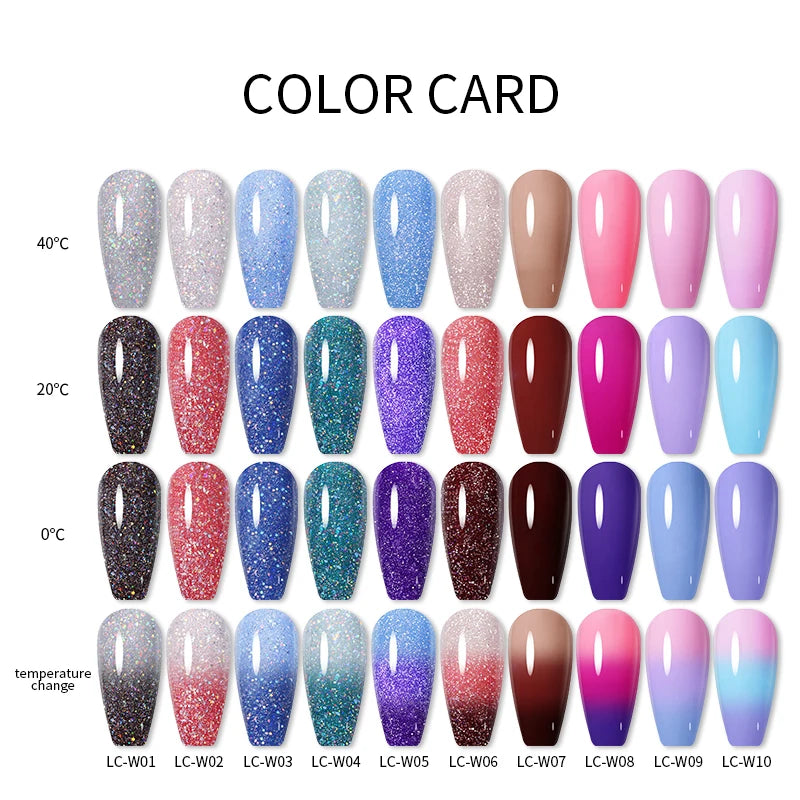 LILYCUTE Thermal Nail Gel Polish 3 Layers Temperature Shiny Color Changing Series Semi Permanent  Soak Off UV Nail Gels Polish