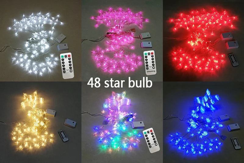 AC110V or 220V Holiday Lighting LED Fairy lights Star Curtain String luminarias Garland Decoration Christmas Wedding Light 3M