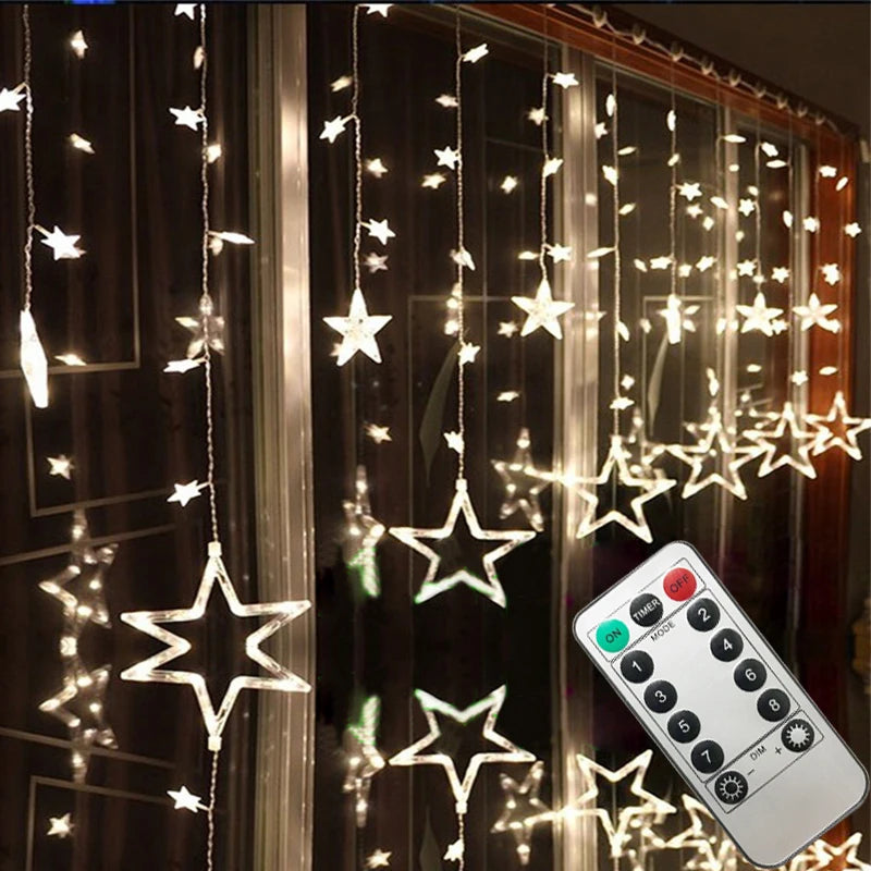 AC110V or 220V Holiday Lighting LED Fairy lights Star Curtain String luminarias Garland Decoration Christmas Wedding Light 3M