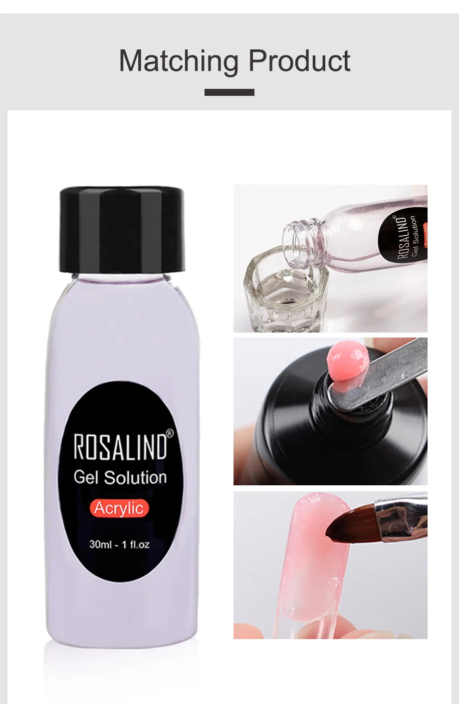 ROSALIND Colorful 15ml Poly Nail Gel Semi Permanent Acrylic Liquid Fast Extension Nail Gel Build Cured with UV/LED Lamp