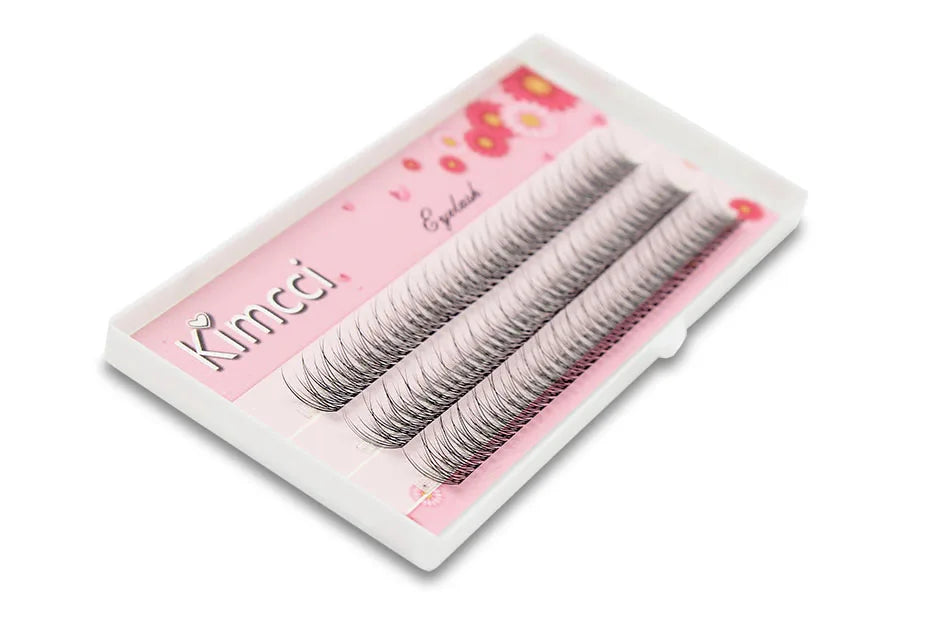 Kimcci 120pcs Premium Mink Individual Dovetail Eyelash Extension Natural 3D Cluster Eyelashes Professional Makeup Flared Lashes