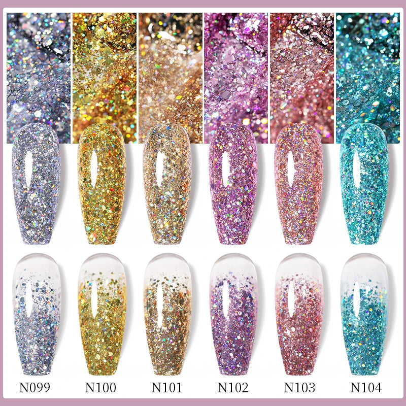 UR SUGAR 7.5ml Glitter Sequins Gel Nail Polish Manicure Winter Christmas Festival Nail Gel UV LED Soak Off Nail Art Gel Varnish