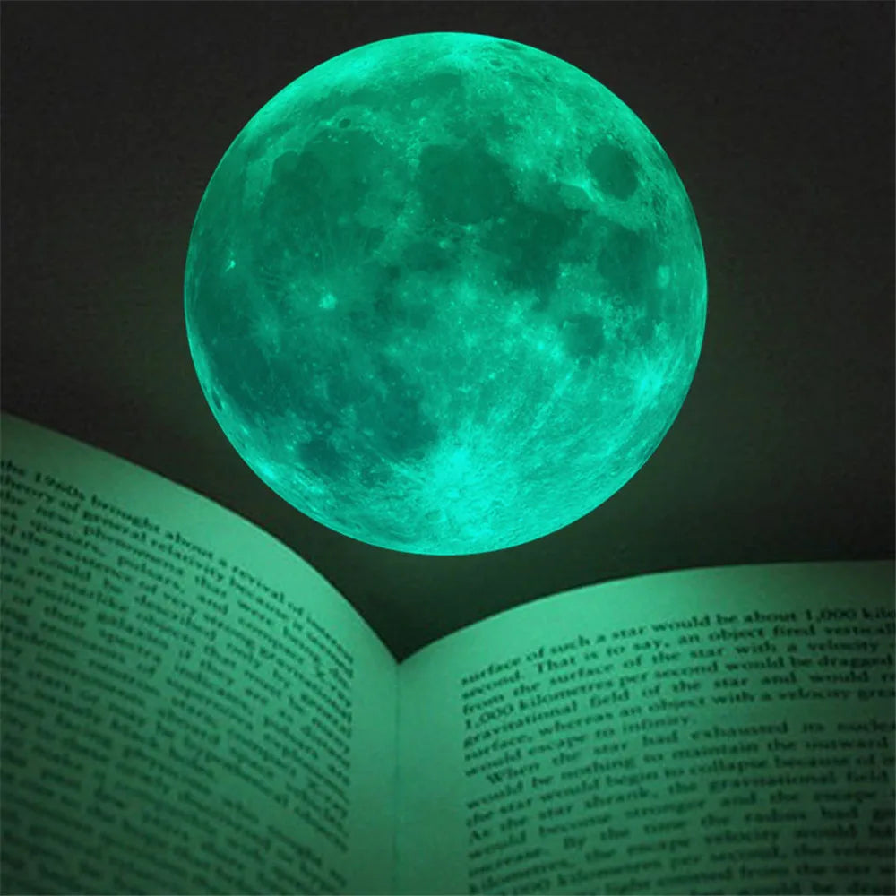 Hot Sale Aesthetic 3D Luminous Glow In The Dark Moon Wall Sticker Removable Decoration Fluorescent Sticker Home Room bathroom