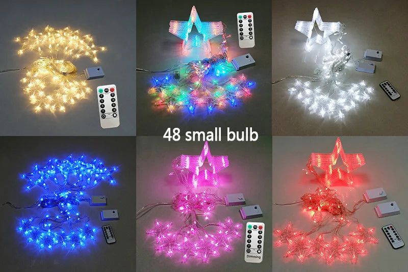 AC110V or 220V Holiday Lighting LED Fairy lights Star Curtain String luminarias Garland Decoration Christmas Wedding Light 3M