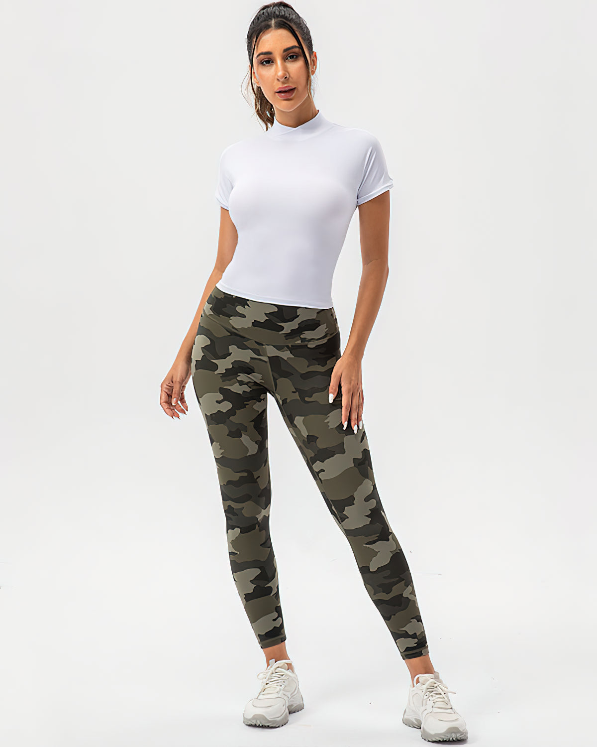 Harper Camo Leggings - Olive