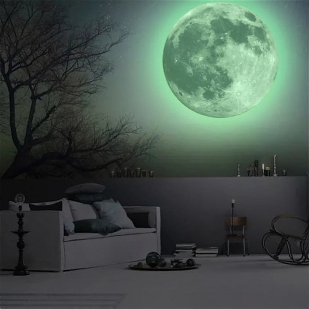 Hot Sale Aesthetic 3D Luminous Glow In The Dark Moon Wall Sticker Removable Decoration Fluorescent Sticker Home Room bathroom