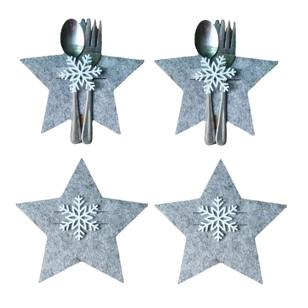 4PCS 44 Styles Christmas Knife and Fork Holder Elk Xmas Tree Pocket Cutlery Bag Non-woven fabric Cookware Organizer Table Decor