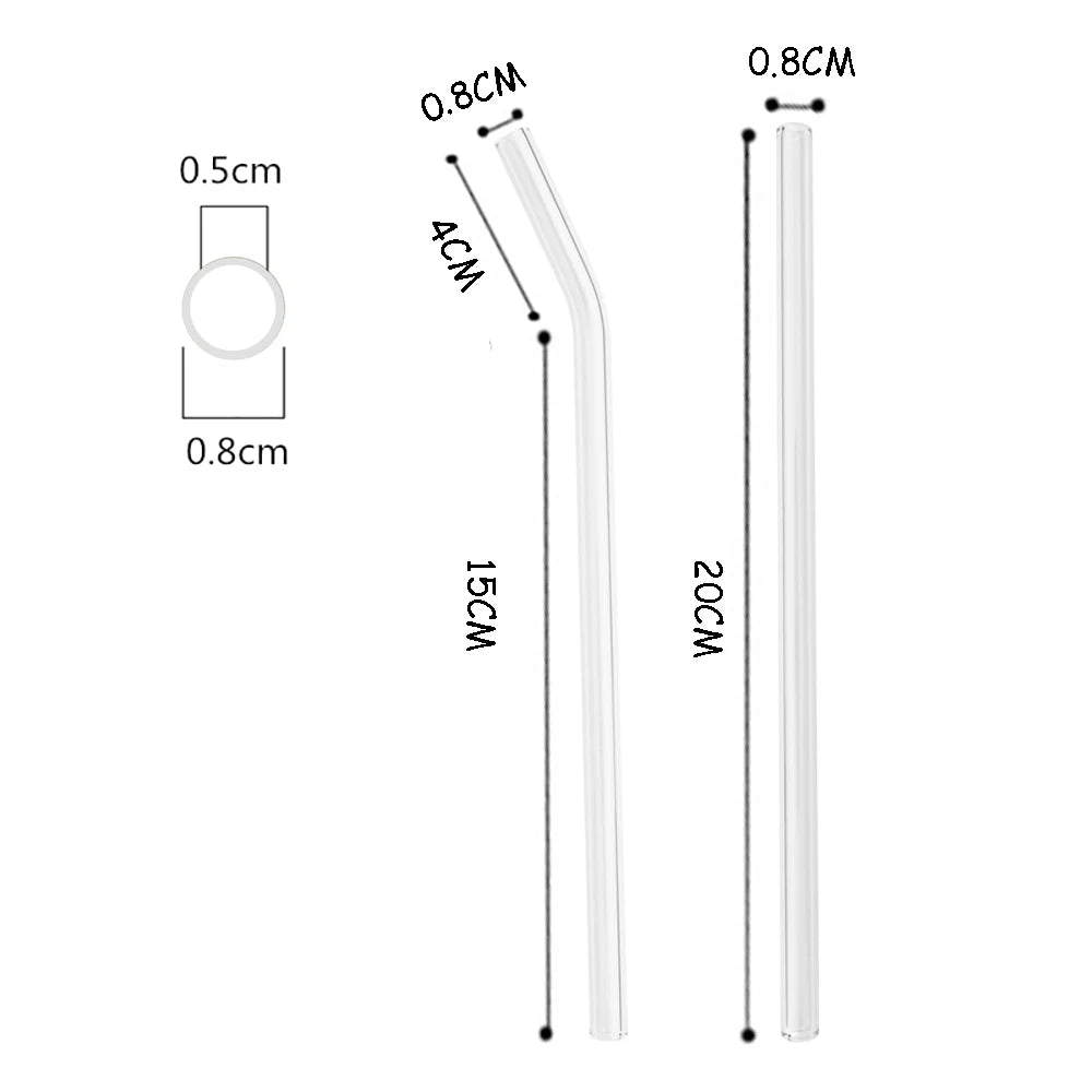 High Borosilicate Glass Straw Set Reusable Eco Friendly Drinking Straw for Smoothies Cocktails Bar Accessories Straws with Brush