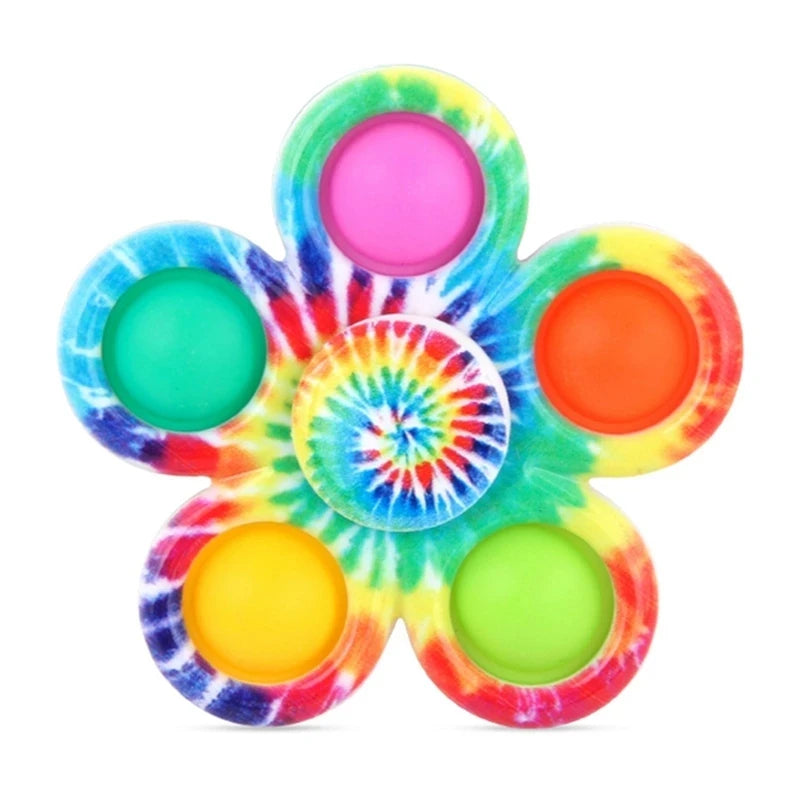 Funny Tie Dye Simple Fidget Spinner Finger Push Bubble Hand Spinner For ADHD Anxiety Stress Relief Sensory Party Favor For Kids