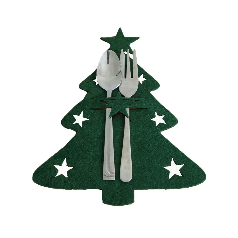 4PCS 44 Styles Christmas Knife and Fork Holder Elk Xmas Tree Pocket Cutlery Bag Non-woven fabric Cookware Organizer Table Decor