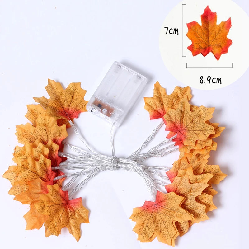 2/3/6M Christmas Decoration Artificial Maple Leaf Leaves LED Light String Lantern Garland Home Party DIY Deco Halloween New Yea