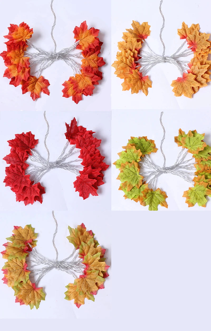 2/3/6M Christmas Decoration Artificial Maple Leaf Leaves LED Light String Lantern Garland Home Party DIY Deco Halloween New Yea