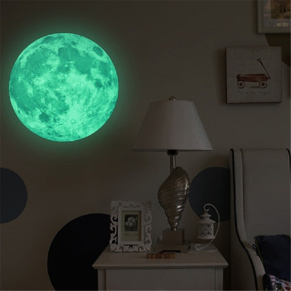 Hot Sale Aesthetic 3D Luminous Glow In The Dark Moon Wall Sticker Removable Decoration Fluorescent Sticker Home Room bathroom