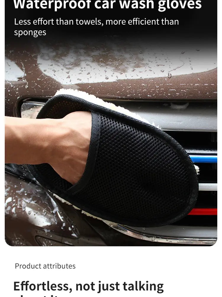 Car Washing Imitation Wool Gloves Thickened Plush Car Wiping Gloves Waxing Polishing Car Cleaning Products