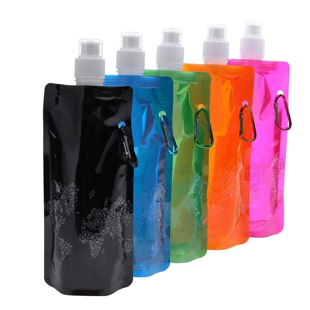 Portable Ultralight Foldable Silicone Folding Water Bottle Water Bag Outdoor Sport Supplies Hiking Camping Soft Flask Water Bag