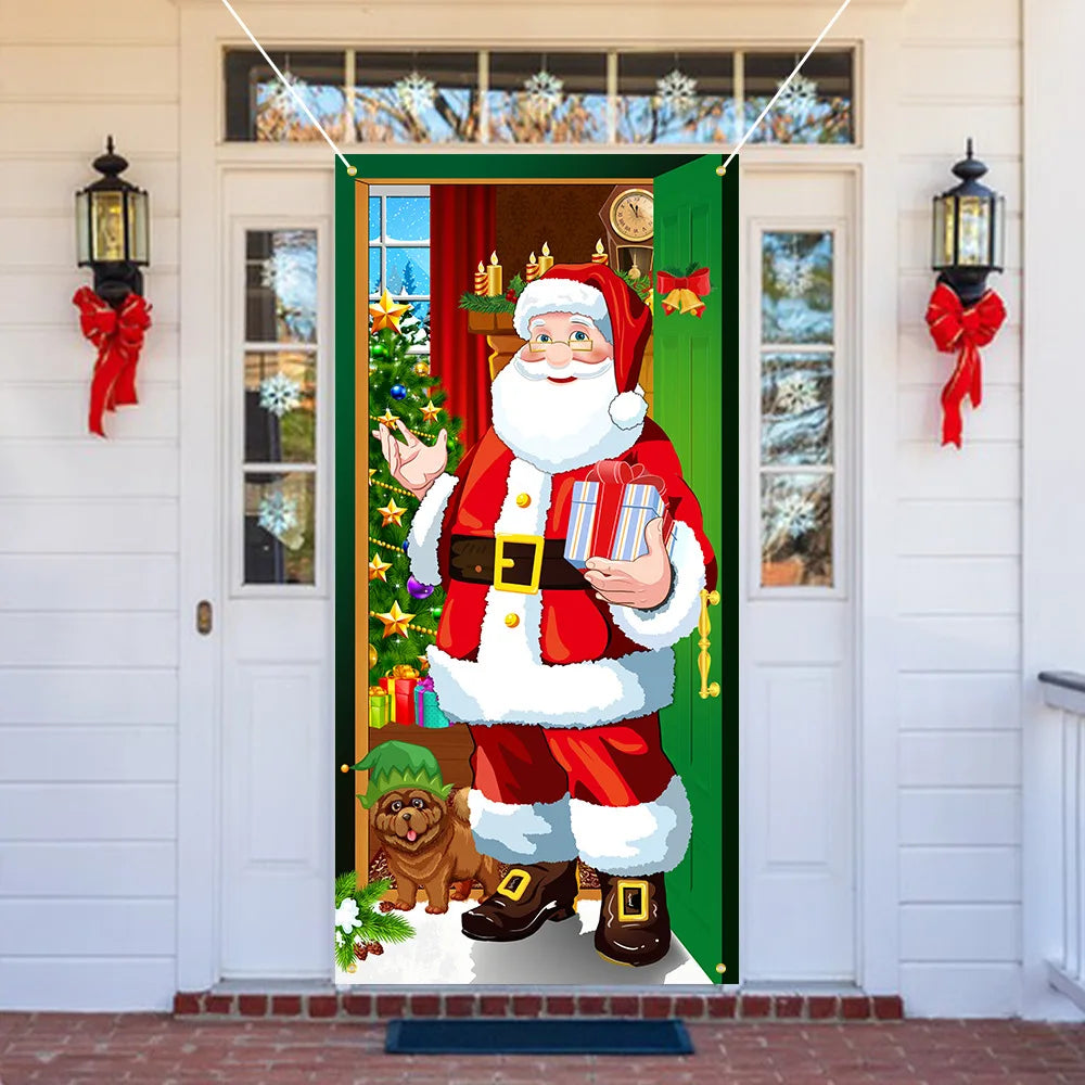 New Year Christmas Background Decoration Hanging Cloth Christmas Door Background Cloth Party Decoration Tapestry Door Cover