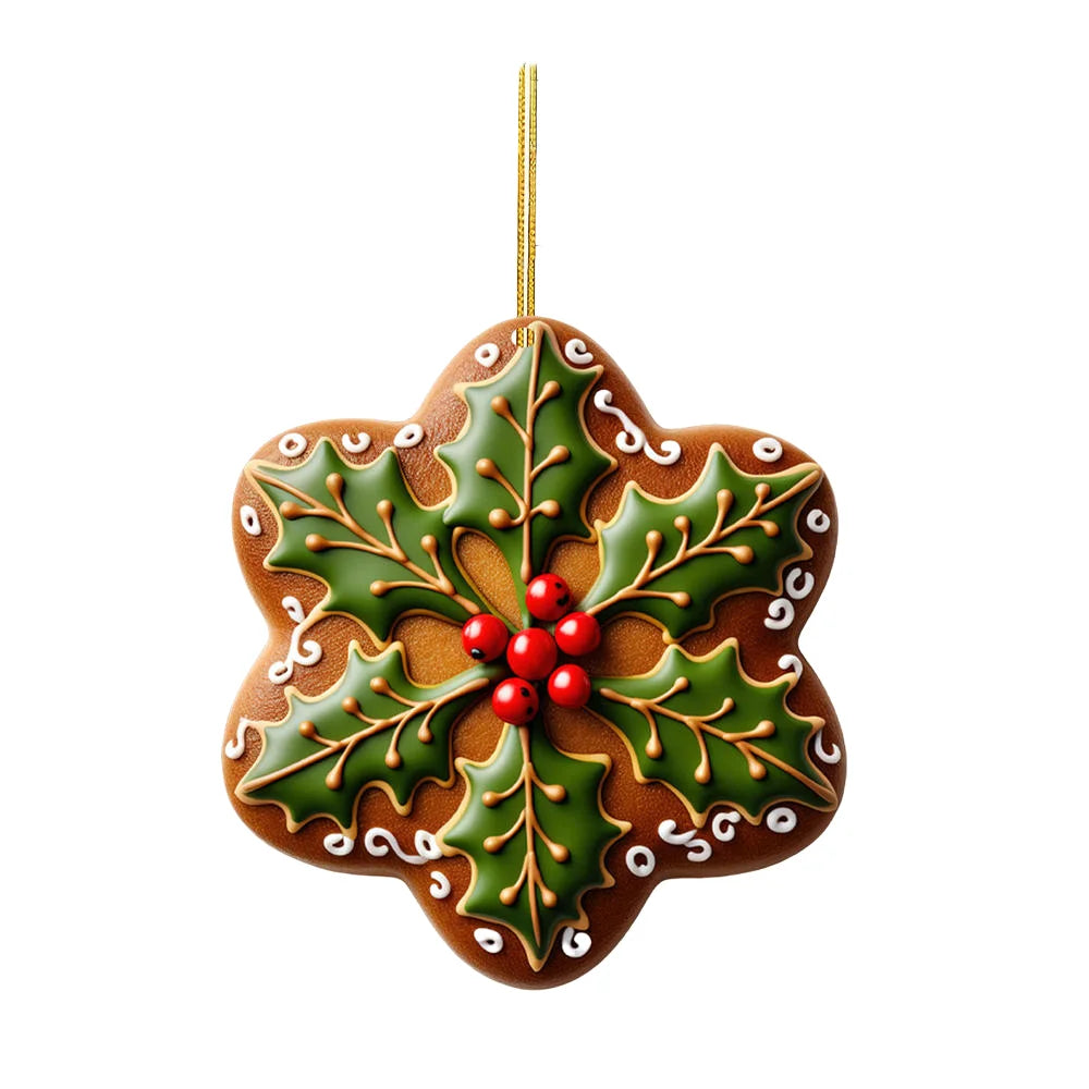 Acrylic 2D Flat Snowflake Christmas Flower Pendant Car Christmas Tree Hanging Pendant Ornament for Christmas Party Decor Gift